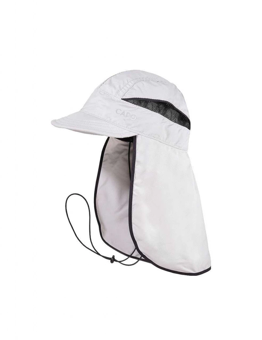 Capo Men's Soft Cap with Side Neck Protection, Mesh Inserts, Elastic Chin Strap & Reflective Bugle Design