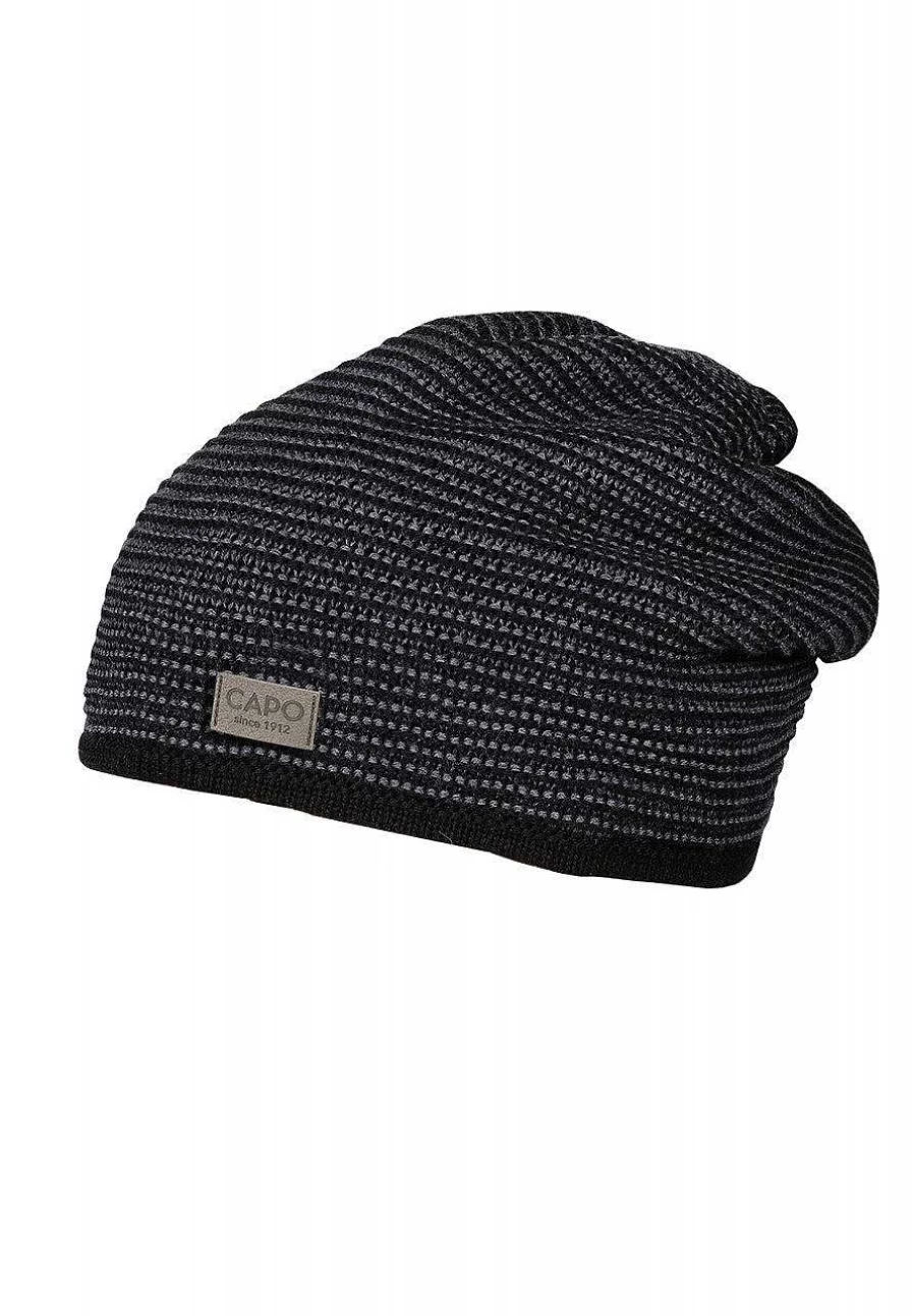 Men's Wool Beanie with Fleece Lining - CAPO Ll Structure Knit Winter Hat