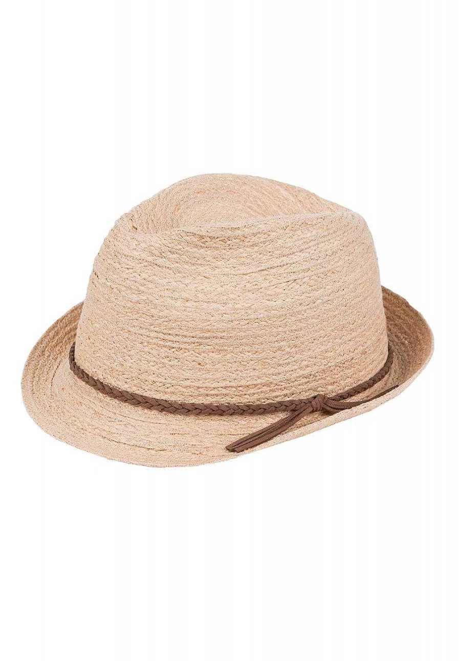 Capo Men's Ecru Straw Trilby Hat with Braided Leather Strap