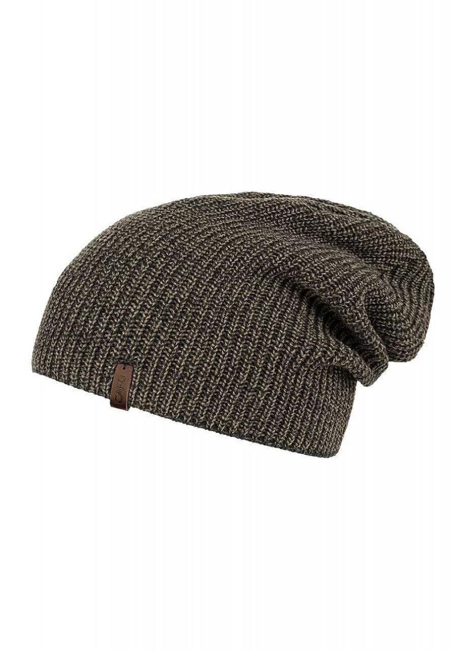 Capo Men's Knitted Beanie - Double Rib Structure, Melange Yarn, Winter Warm Hat