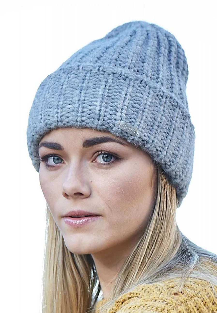 "Capo Women's Knitted Turn-Up Beanie - Stylish Winter Cap for Women"