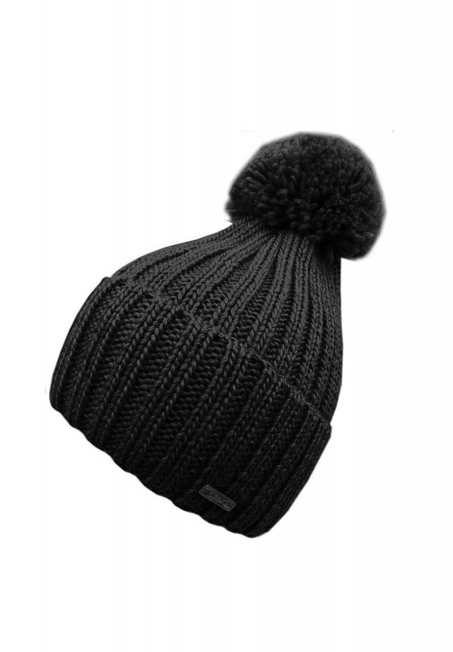 "Capo Women's Knitted Winter Hat with Ribbed Detail, Fleece Lining, and Pompom"