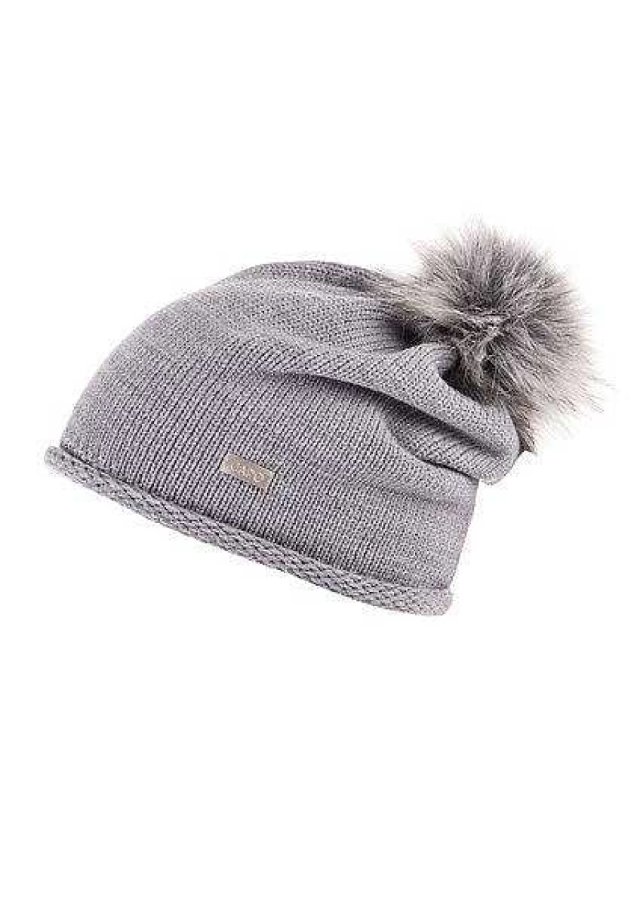 "Capo Women's Lam Cap with Cashmere Touch and Fake Fur Pompom - Winter Fashion Beanie"