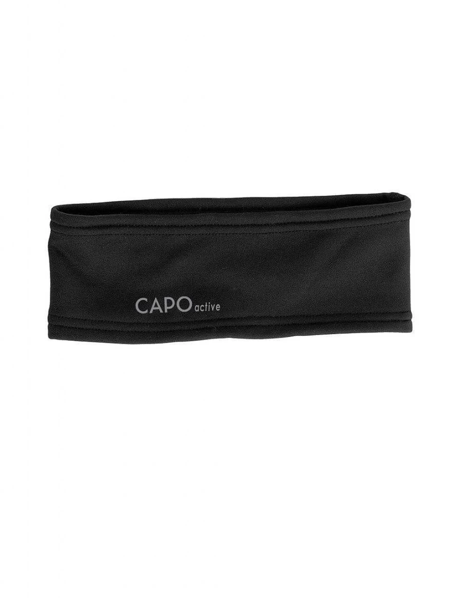 Capo Men's Black Jersey Headband - Roughened Reflex Bugler Design for Sports & Fitness