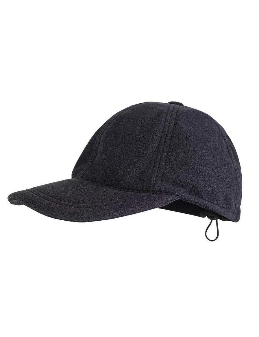 Men's Black Capo Fleece Windstopper Baseball Cap with Reflective Label & Adjustable Ear Flaps