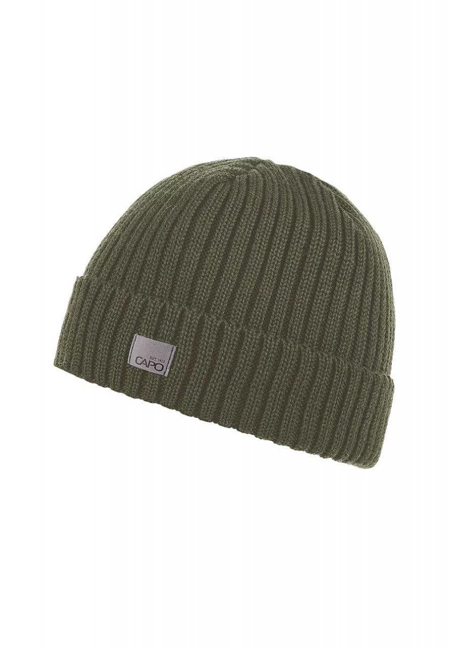 Capo Men's Wool Ribbed Knit Hat with Fleece Lining for Winter Warmth