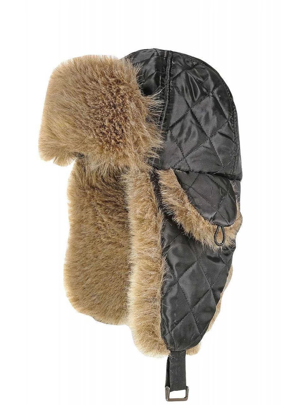 Men's Black Quilted Parka Hat by Capo - Warm Winter Cap for Outdoor Activities