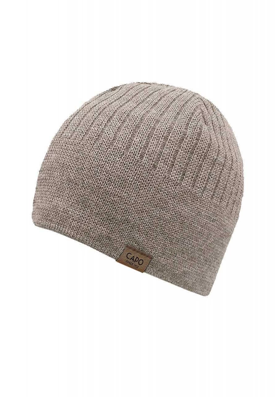 Capo Men's Recycled Yarn Knit Hat with Fleece Stripes - Eco-Friendly Winter Beanie
