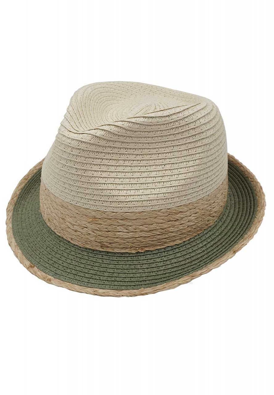 Capo Men's Straw Trilby Hat with Colored Brim - Summer Casual Fedora