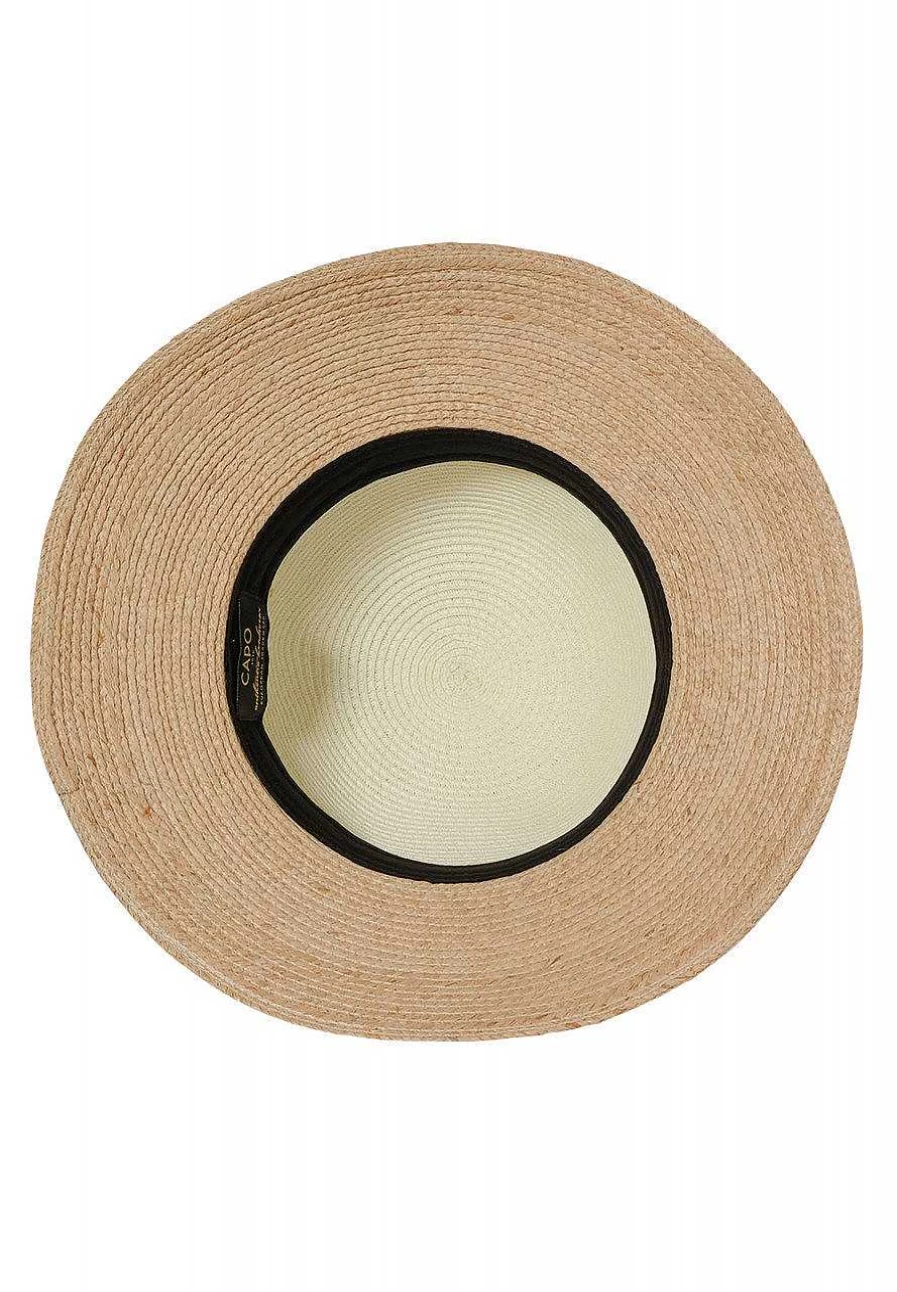 Women's Ecru Wide Brim Straw Hat by Capo – Natural Tone Summer Beach Hat