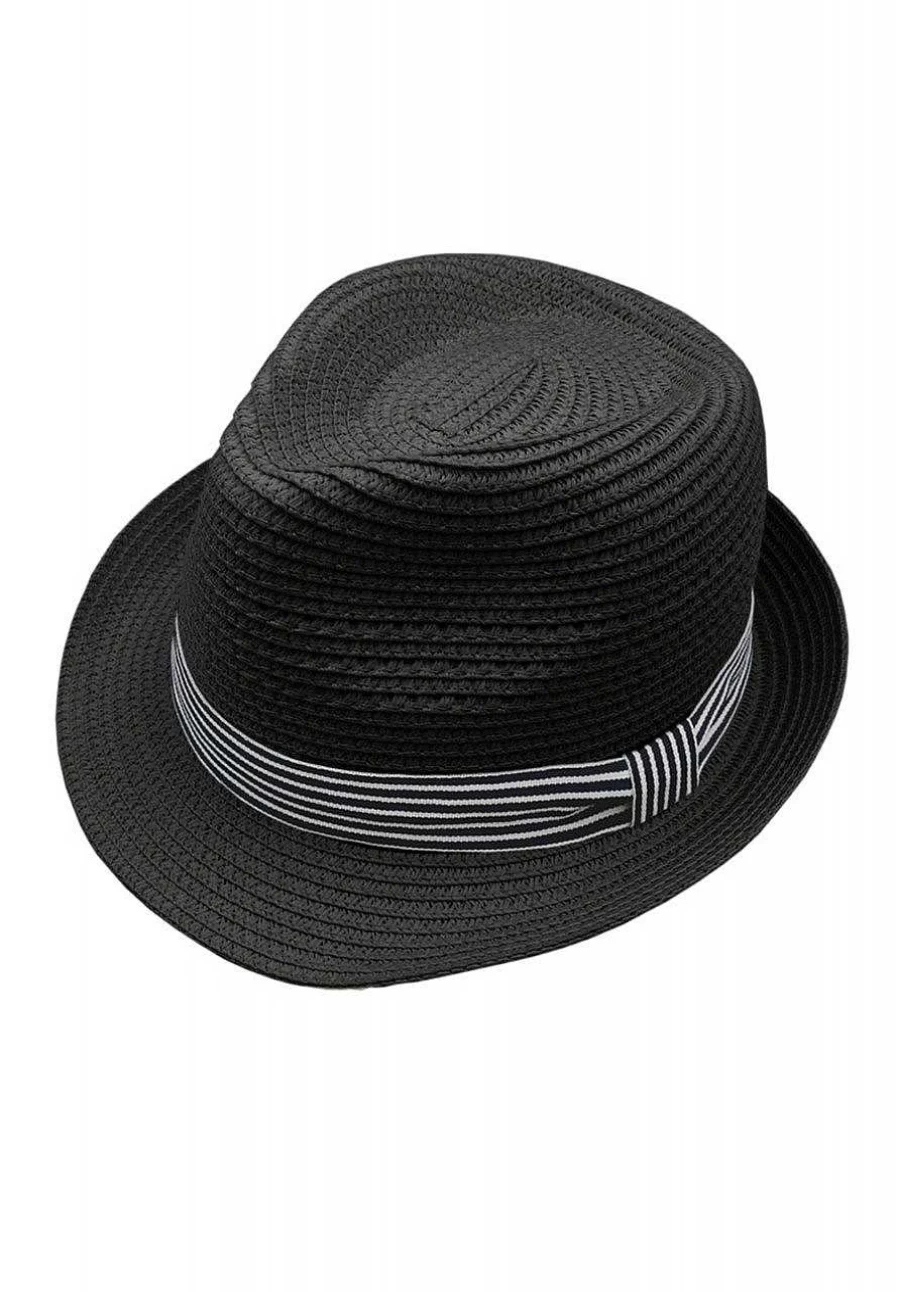 Women's Straw Trilby Hat with Decorative Hole Pattern - Capo Brand Summer Fashion