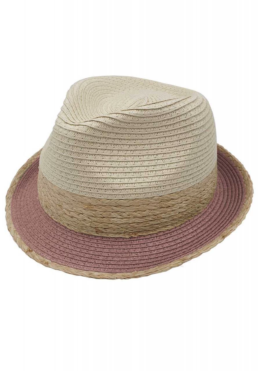 Capo Men's Straw Trilby Hat with Colored Brim - Summer Casual Fedora