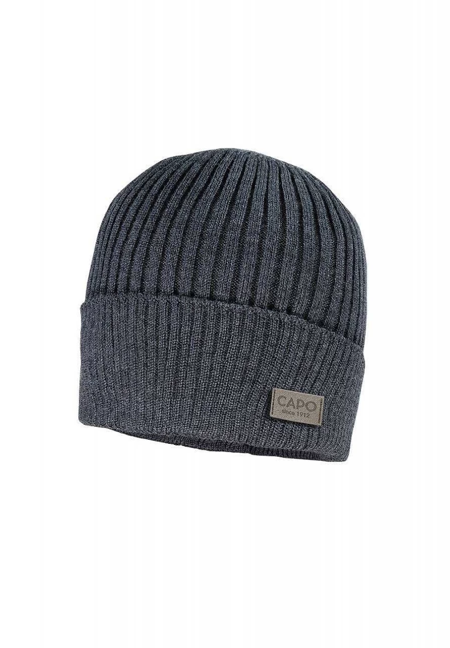 "Capo Men's Wool Rib-Knit Beanie - Warm Knitted Winter Hat"